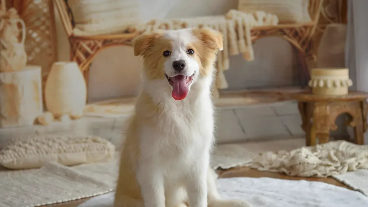 Dog relaxing on a rug